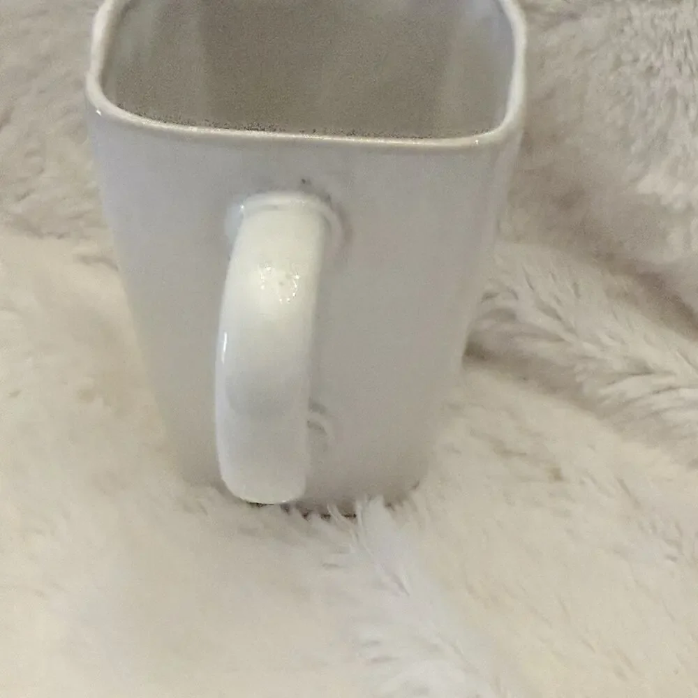 Set of 4 Pier 1 Sakui Stoneware Mug Set White Square - No Chips / Cracks H